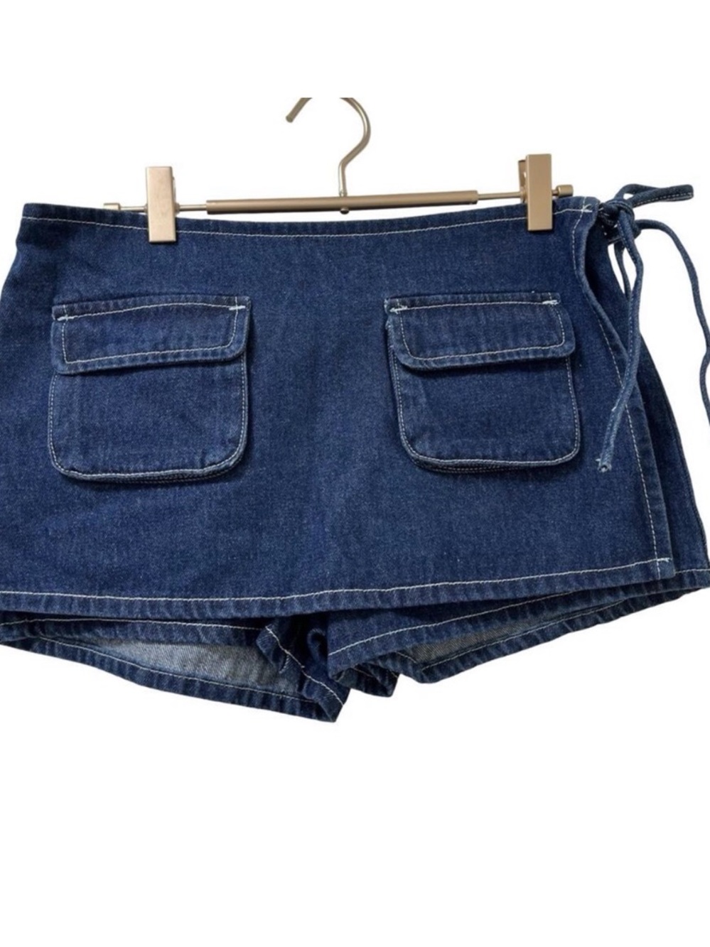 Lioness Womens‎ Countryside Denim Low Waist Skort US 2 AU 6 Blue Cotton Side Tie